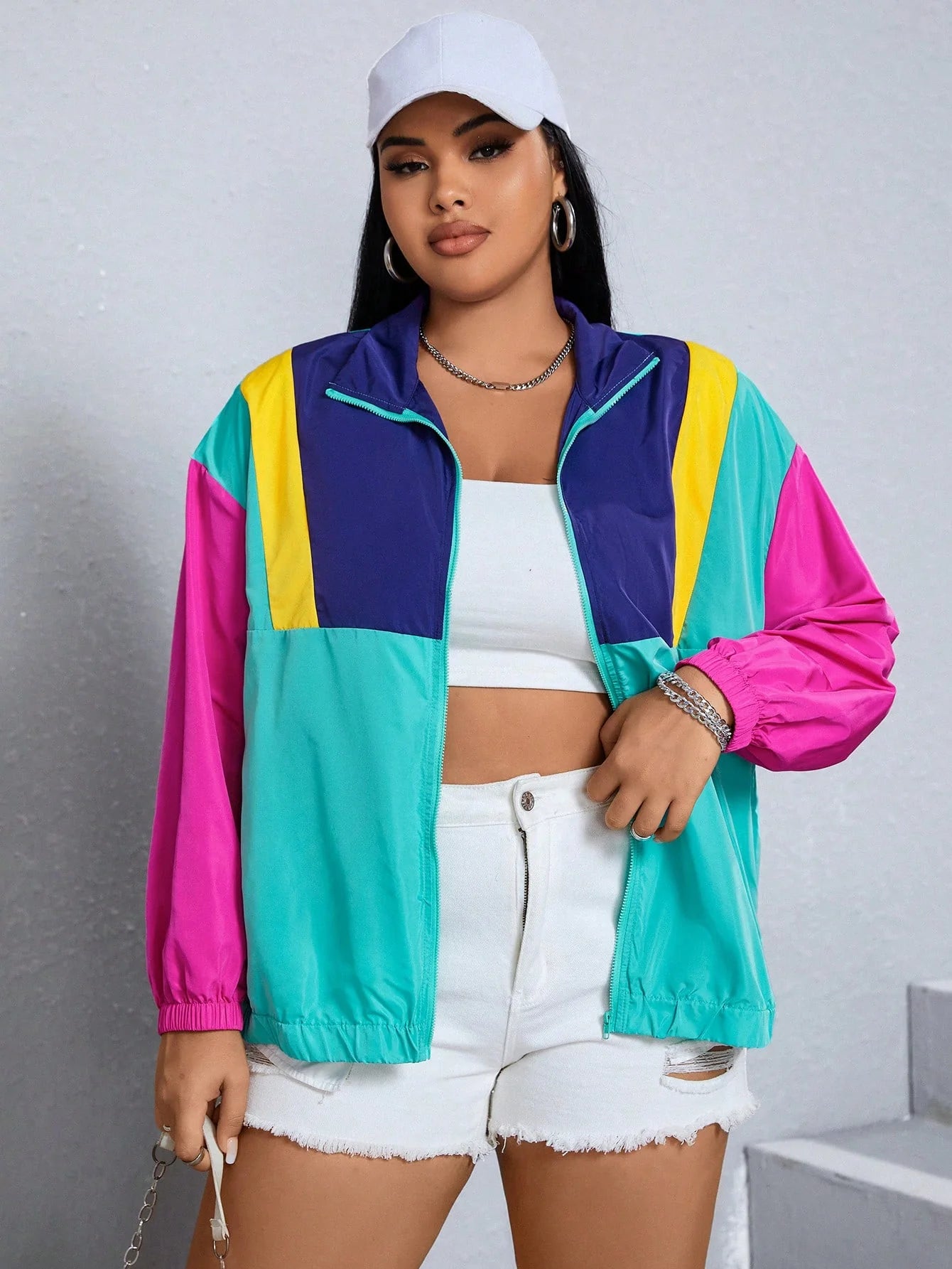 Corta-Vento Plus Size Zip Up