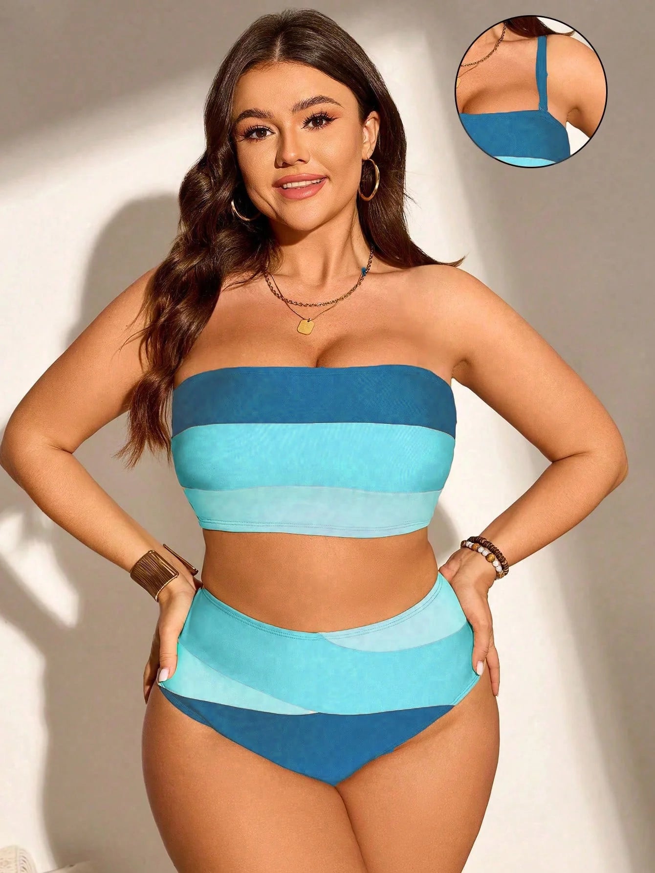 Biquíni Casual Plus Size Listrado