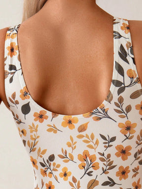 Maiô Floral Decote U