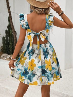 Vestido Gola Quadrada Elegante