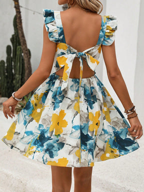 Vestido Gola Quadrada Elegante