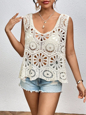 Regata Floral Em Crochê