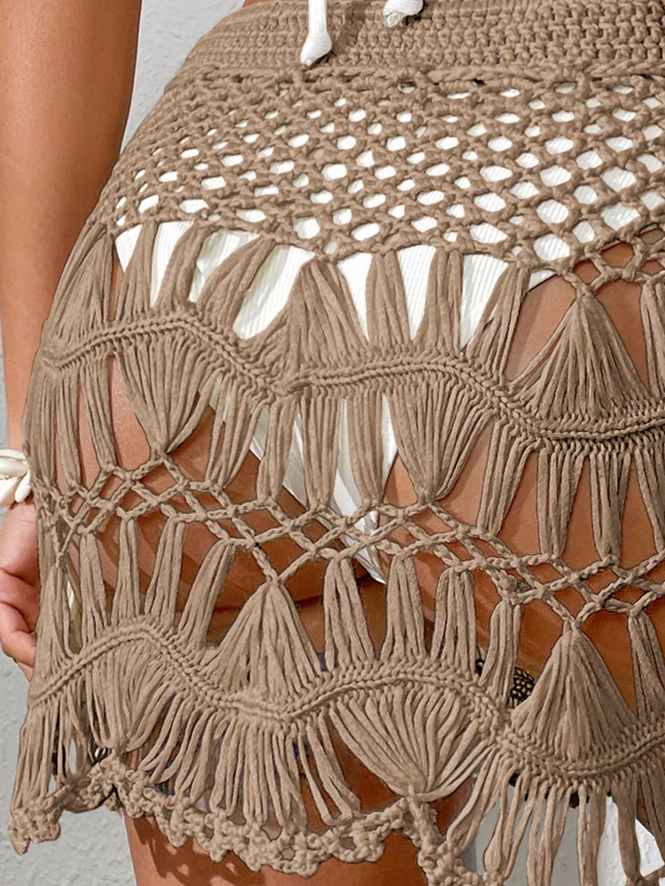 Saia de Cobertura Crochê com Cordão