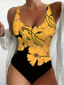 Maiô Floral de Uma Peça para Verão e Praia P