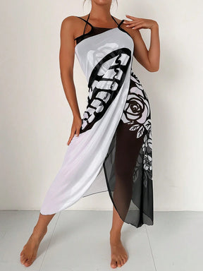 Saída de Praia com Estampa de Borboleta e Flores