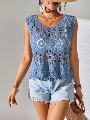 Regata Floral Em Crochê