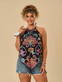 Regata Plus Size Floral Verão